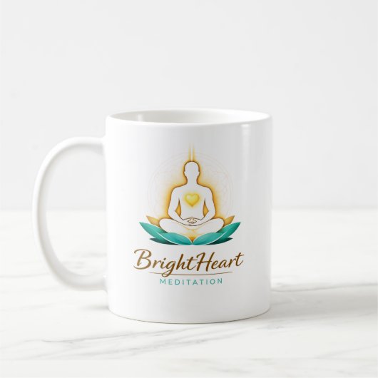 Mug with Male Brightheart Meditation logo コーヒーマグカップ (左)