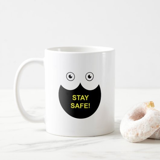 Mug with Stay Safe message コーヒーマグカップ (ドーナツ)