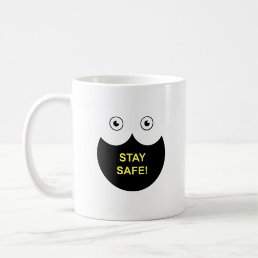 Mug with Stay Safe message コーヒーマグカップ (左)