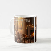 MugCozy Autumn Vibes Mug (Fireplace &(Custom Name) コーヒーマグカップ (正面左)