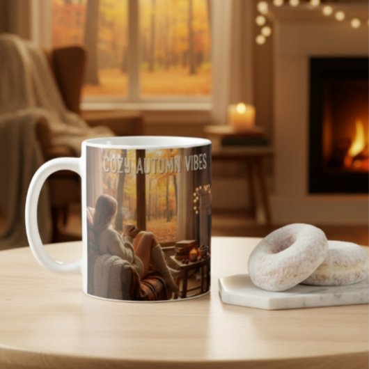 MugCozy Autumn Vibes Mug (Fireplace &(Custom Name) コーヒーマグカップ