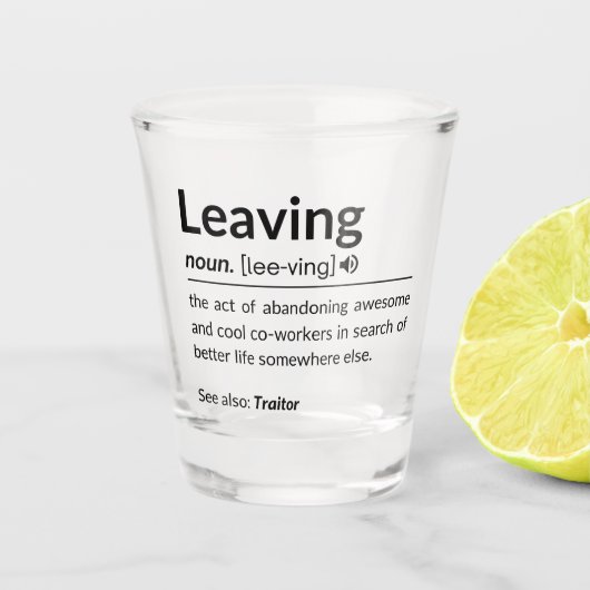 Mugfunnyの同僚離れの ショットグラス (正面)