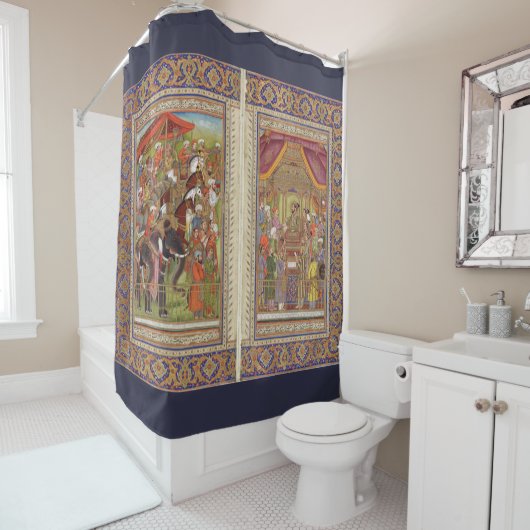 Mughalのインディアンのインドのイスラム教のイスラム教のイスラム教のBohoの芸術 シャワーカーテン (インサイチュ)