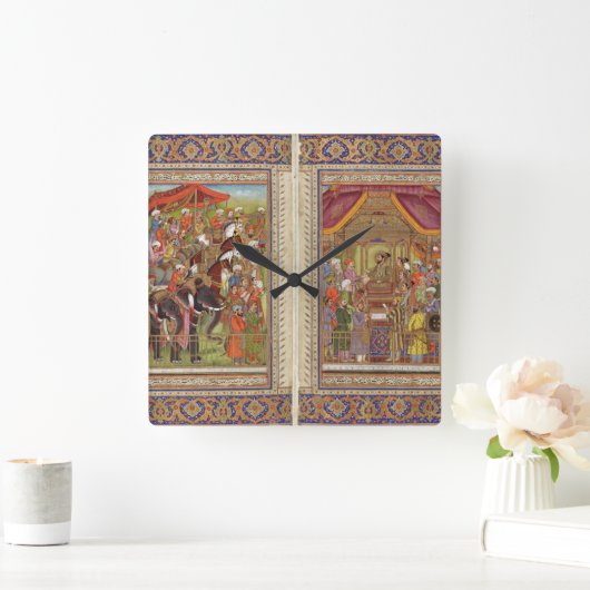 Mughalのインディアンのインドのイスラム教のイスラム教のイスラム教のBohoの芸術 スクエア壁時計 (ホーム)