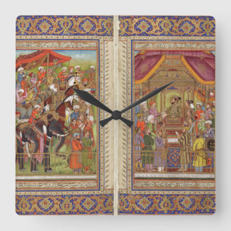 Mughalのインディアンのインドのイスラム教のイスラム教のイスラム教のBohoの芸術 スクエア壁時計