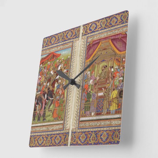Mughalのインディアンのインドのイスラム教のイスラム教のイスラム教のBohoの芸術 スクエア壁時計 (傾斜)