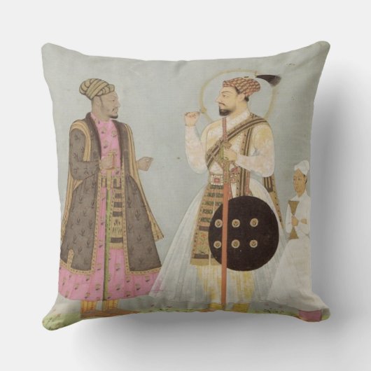 Mughalの挨りだらけの青、灰色及びピンクの装飾用クッション クッション (裏面)