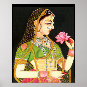 mughal芸術、インドの女の子 ポスター