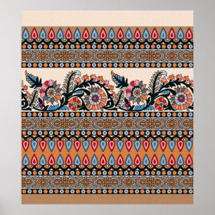 Mughal 伝統的 Designart縁ど、シームレス、afrr ポスター
