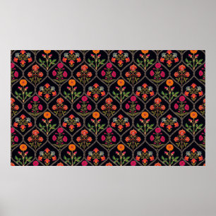 mughal motif Kani Look ornament pattern multi colo ポスター