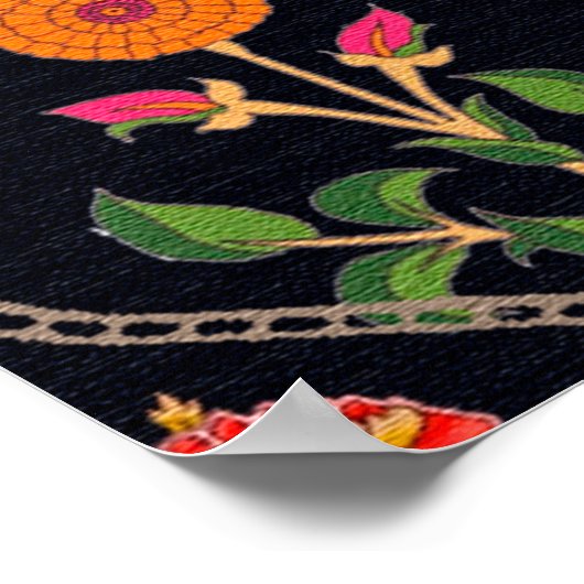 mughal motif Kani Look ornament pattern multi colo ポスター (角)