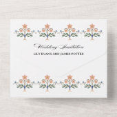 Mughal Natural Motif Indian Wedding オールインワン招待状 (裏面)