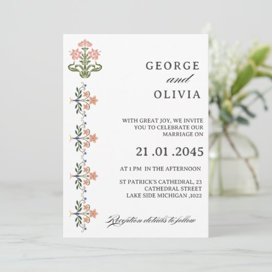 Mughal Natural Motif Indian Wedding 招待状 (スタンド正面)