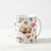 Mugs, Books, and Hearts valentine コーヒーマグカップ (正面右)