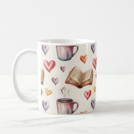 Mugs, Books, and Hearts valentine コーヒーマグカップ