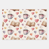 Mugs, Books, and Hearts valentine ラッピングペーパーシート (正面3)