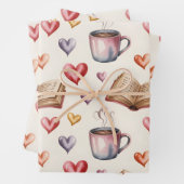 Mugs, Books, and Hearts valentine ラッピングペーパーシート (インサイチュ)