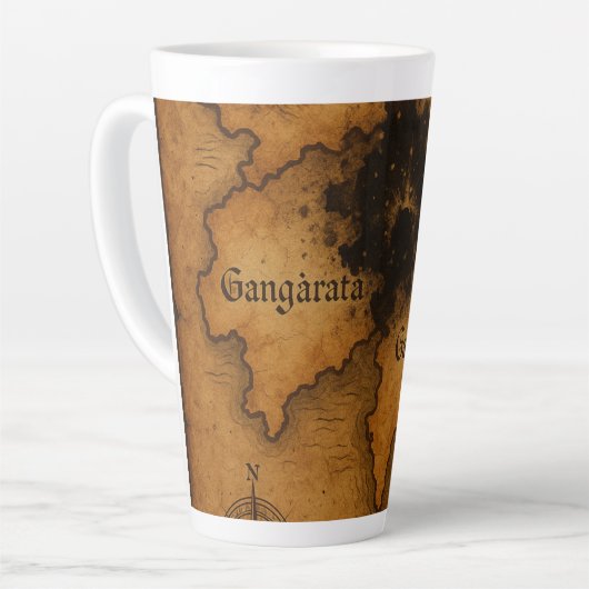 Mugs & Cups Fantasy Antique Map Design カフェラテマグ (左アングル)
