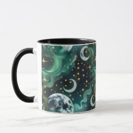 Mugs – Emerald Green Celestial Moon Phase Luxury  マグカップ