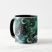 Mugs – Emerald Green Celestial Moon Phase Luxury  マグカップ (正面左)