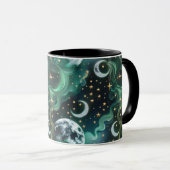 Mugs – Emerald Green Celestial Moon Phase Luxury  マグカップ (正面右)