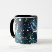 Mugs – Icy Blue Celestial Moon Phase Luxury Coffee マグカップ (正面左)