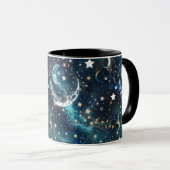 Mugs – Icy Blue Celestial Moon Phase Luxury Coffee マグカップ (正面右)