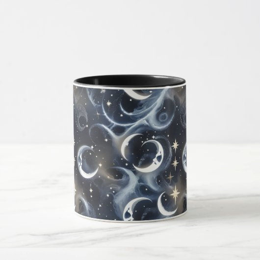Mugs – Metallic Silver Celestial Moon Phase Luxury マグカップ (中央)