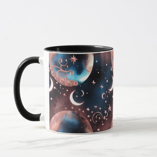 Mugs – Rose Gold Celestial Moon Phase Luxury Coffe マグカップ (左)