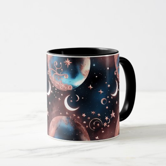 Mugs – Rose Gold Celestial Moon Phase Luxury Coffe マグカップ (正面右)