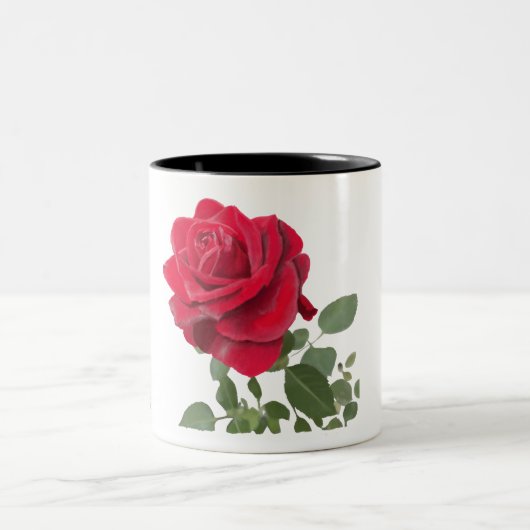Mugs Rose rouge - peinte of la main ツートーンマグカップ (中央)