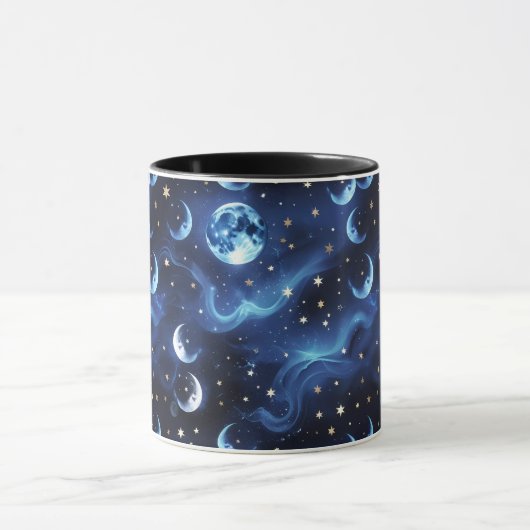 Mugs – Sapphire Blue Celestial Moon Phase Luxury  マグカップ (中央)
