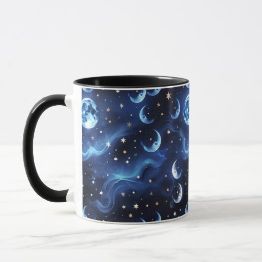 Mugs – Sapphire Blue Celestial Moon Phase Luxury マグカップ (左)