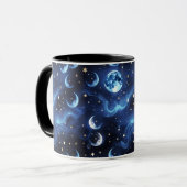 Mugs – Sapphire Blue Celestial Moon Phase Luxury マグカップ (正面左)