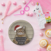 Mugshot Cat Christmas ペーパープレート (パーティー)