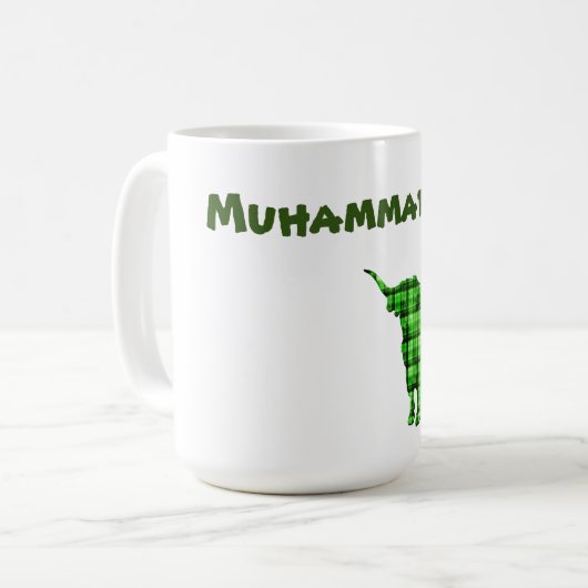 Muhammad Name With Highland Cow, Coffee Mug コーヒーマグカップ (正面左)