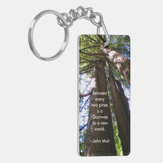 Muirの引用文のレッドウッドの木 キーホルダー (正面左)