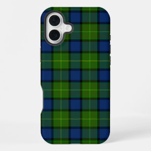 Muir Moore タータン グリーン ブルー プリント iPhone 16 Plusケース