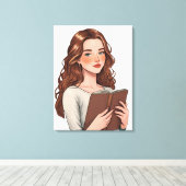 mujer lectora キャンバスプリント (インサイチュ (ウッドフロア))