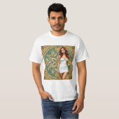 Mujer Pelirroja con Fondo Celta y Art Nouveau Tシャツ (正面フル)