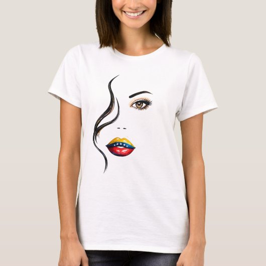 Mujer Venezolana Bella y Poderosa – VE Tシャツ (正面)