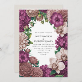 Mulberry, Mauve Clay & Soft Fig Wedding Invitation 招待状