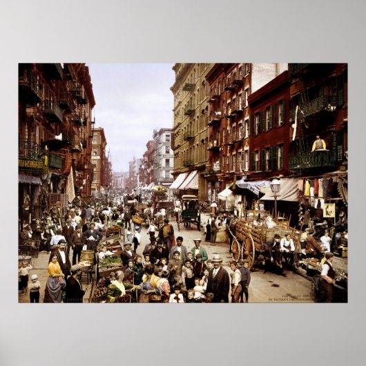 Mulberry Street, New York City, NY 1900 ポスター (正面)