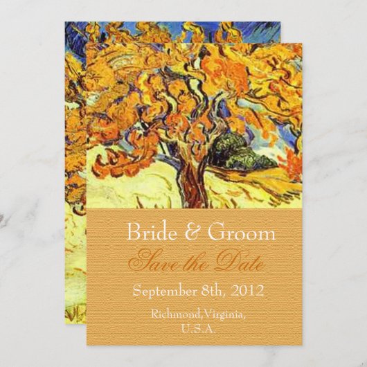 Mulberry Treeは日付招待状を保存する。 セーブザデート (正面/裏面)