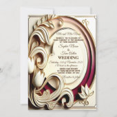 Mulberry Tulip Baroque Grandeur Gold Faux Wedding 招待状 (正面)