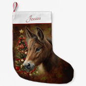 Mule Holiday Christmas Tree Animal Personalized スモールクリスマスストッキング (正面)