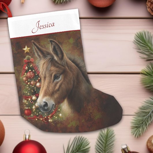 Mule Holiday Christmas Tree Animal Personalized スモールクリスマスストッキング