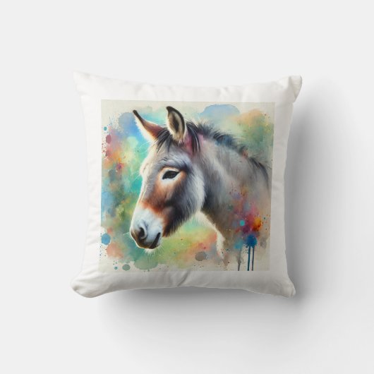 Mule in Watercolor 090724AREF105 - Watercolor クッション (正面)