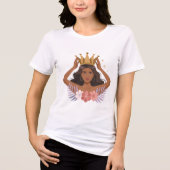 Mulher Colocando Coroa Flores Tropicais Camiseta E トライブレンドＴシャツ (正面)