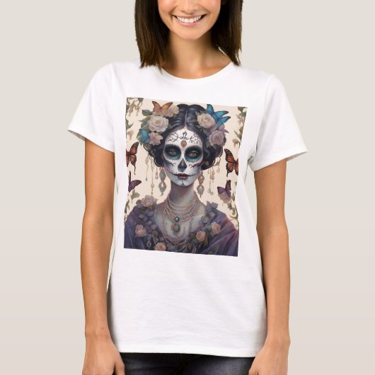Mulher com maquiagem estilo Catrina Tシャツ (正面)
